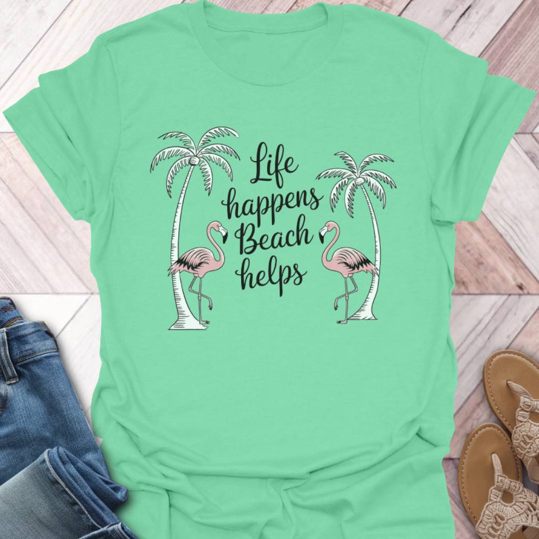 Beach Helps Flamingo T-Shirt