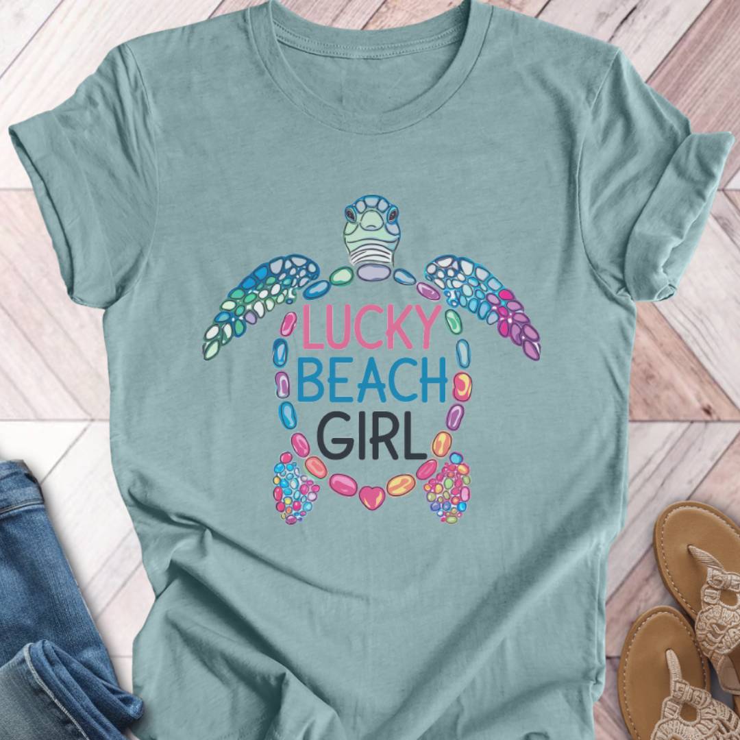 Lucky Beach Girl Turtle T-Shirt