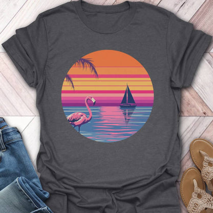 Flamingo Sunset Retro T-Shirt
