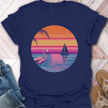 Flamingo Sunset Retro T-Shirt