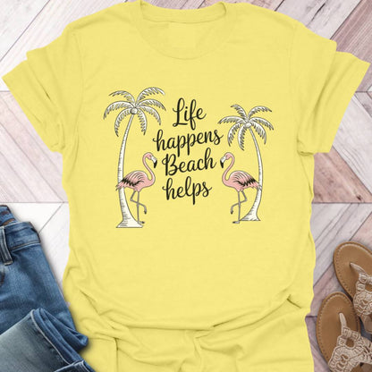 Beach Helps Flamingo T-Shirt