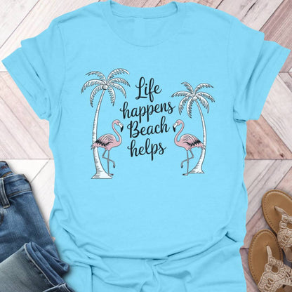 Beach Helps Flamingo T-Shirt