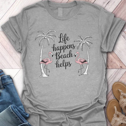 Beach Helps Flamingo T-Shirt