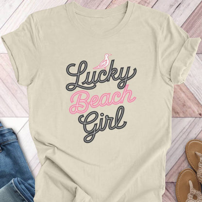 Lucky Beach Girl Seagull T-Shirt