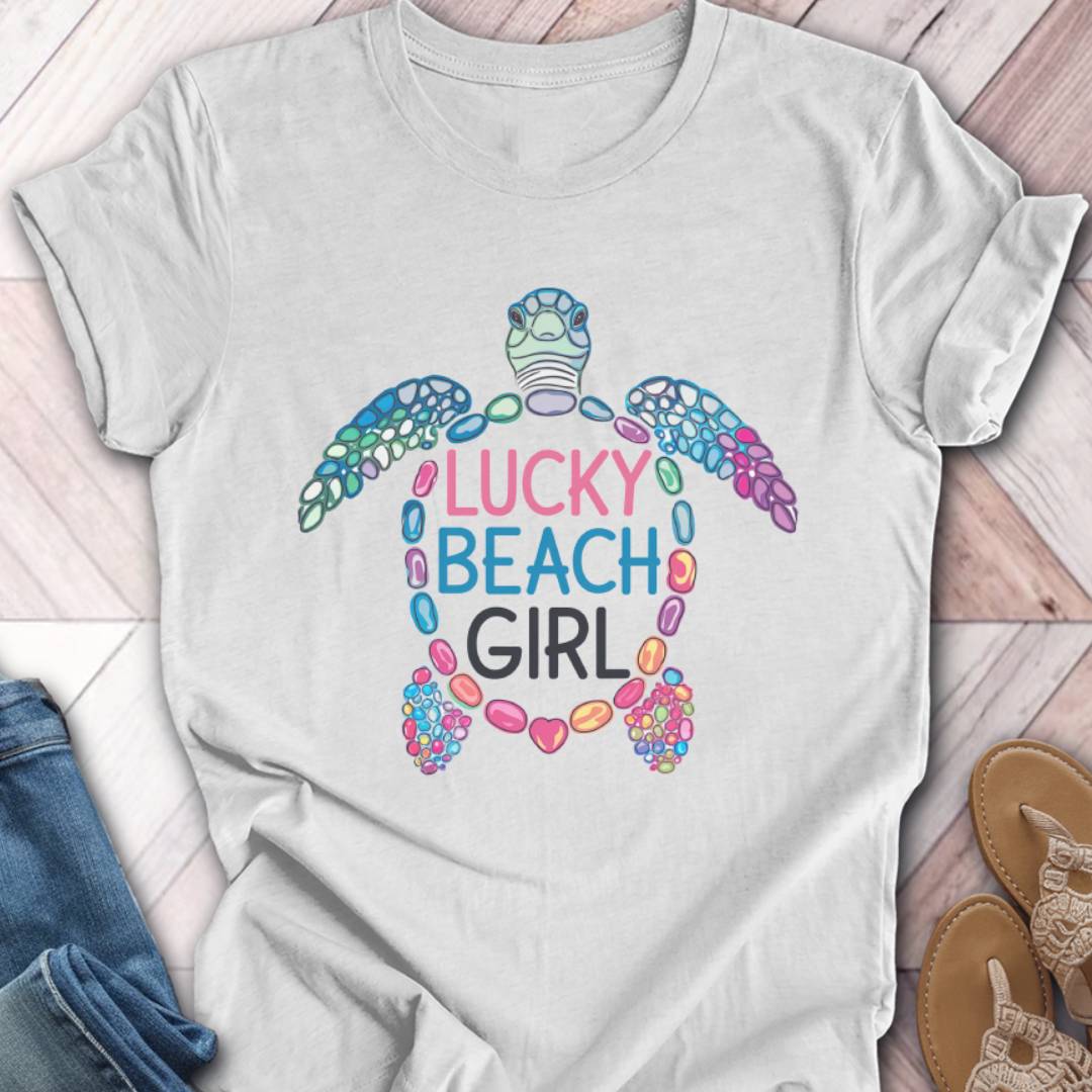 Lucky Beach Girl Turtle T-Shirt