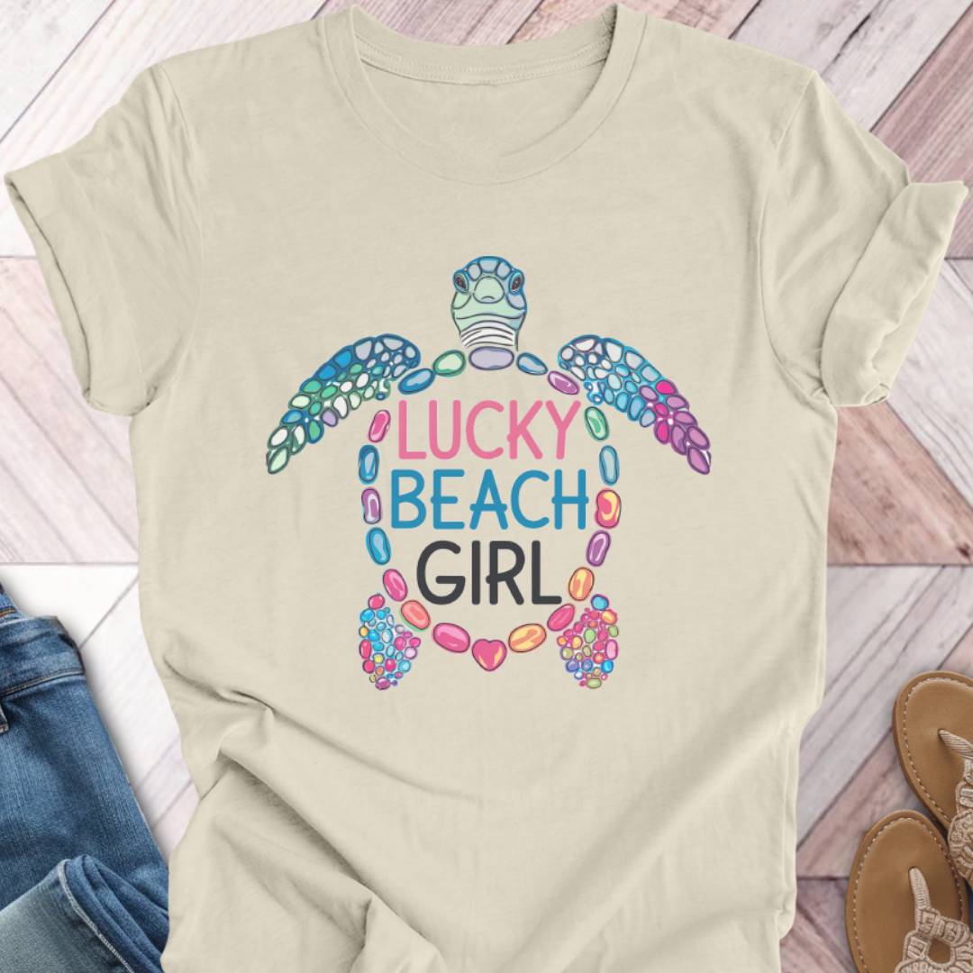 Lucky Beach Girl Turtle T-Shirt