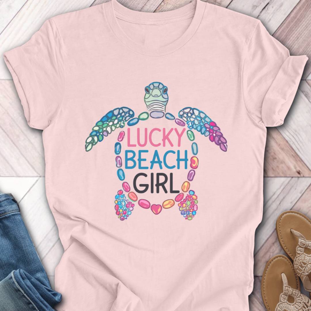 Lucky Beach Girl Turtle T-Shirt