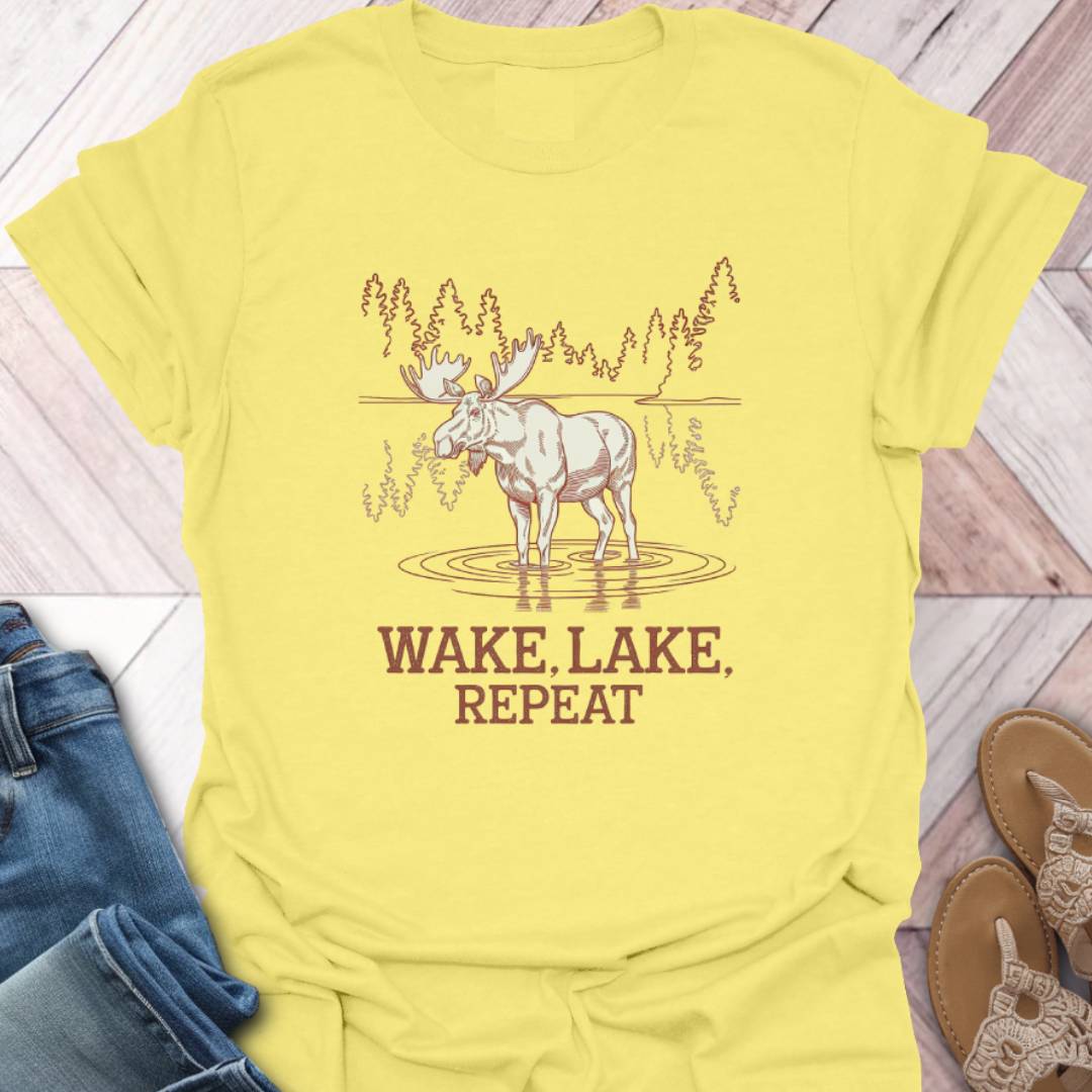 Wake, Lake, Repeat Moose T-Shirt