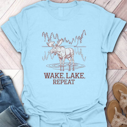 Wake, Lake, Repeat Moose T-Shirt