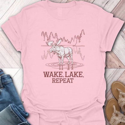 Wake, Lake, Repeat Moose T-Shirt