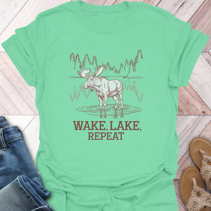 Wake, Lake, Repeat Moose T-Shirt