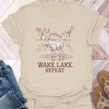 Wake, Lake, Repeat Moose T-Shirt