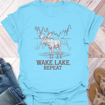 Wake, Lake, Repeat Moose T-Shirt
