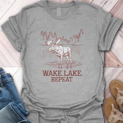 Wake, Lake, Repeat Moose T-Shirt