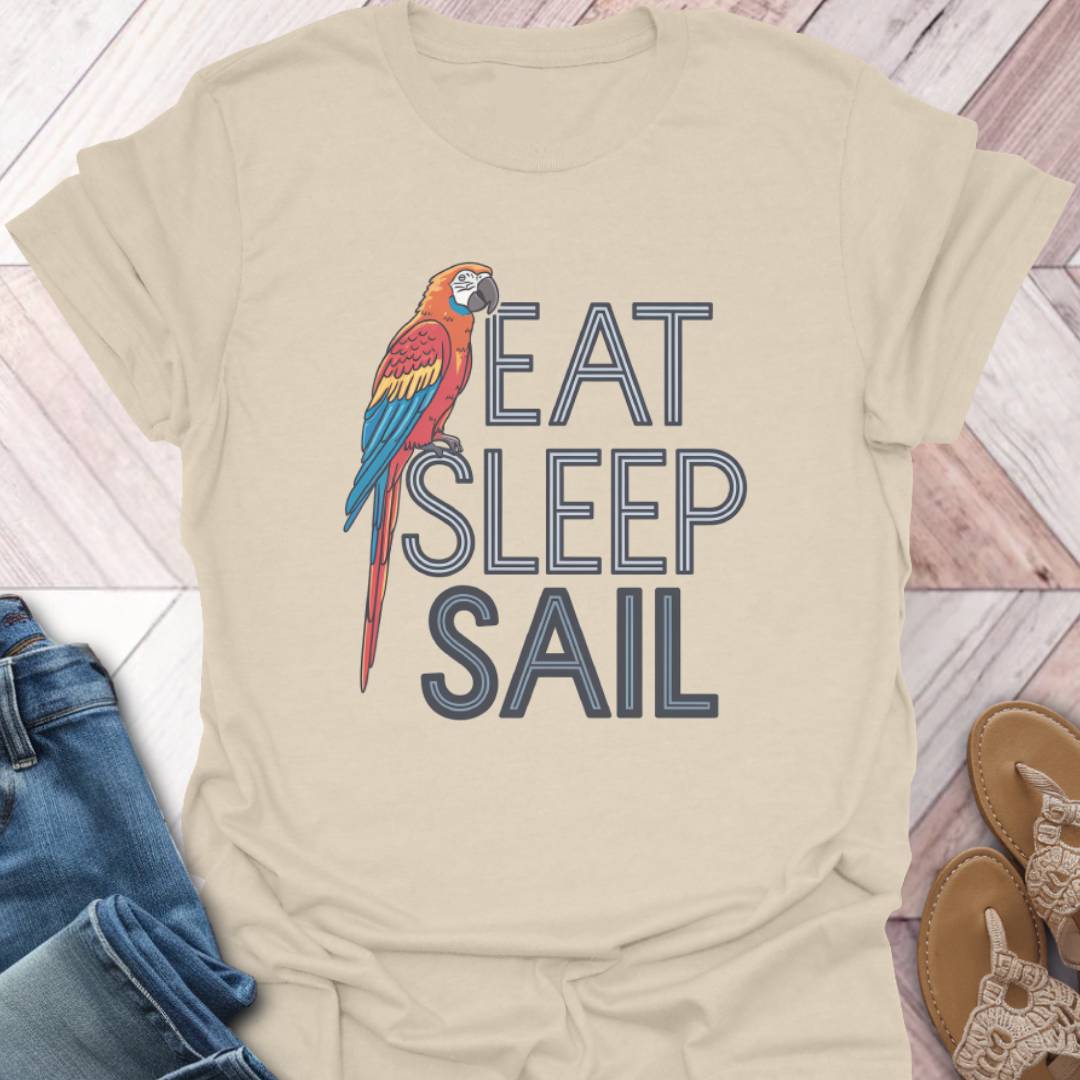 Eat Sleep Sail Parrot T-Shirt