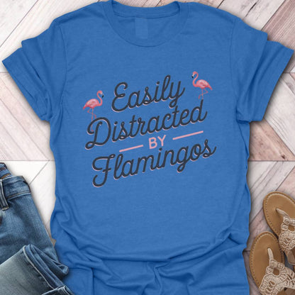 Distracted By Flamingos Retro T-Shirt