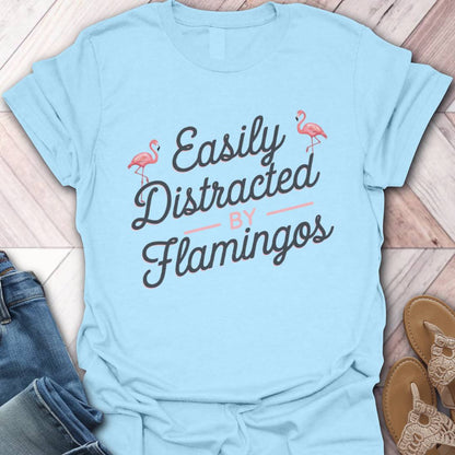 Distracted By Flamingos Retro T-Shirt