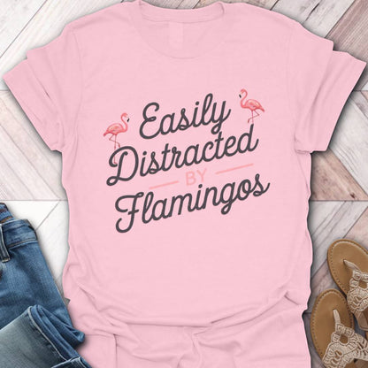 Distracted By Flamingos Retro T-Shirt