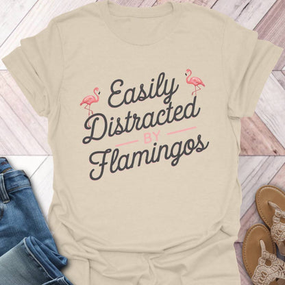 Distracted By Flamingos Retro T-Shirt