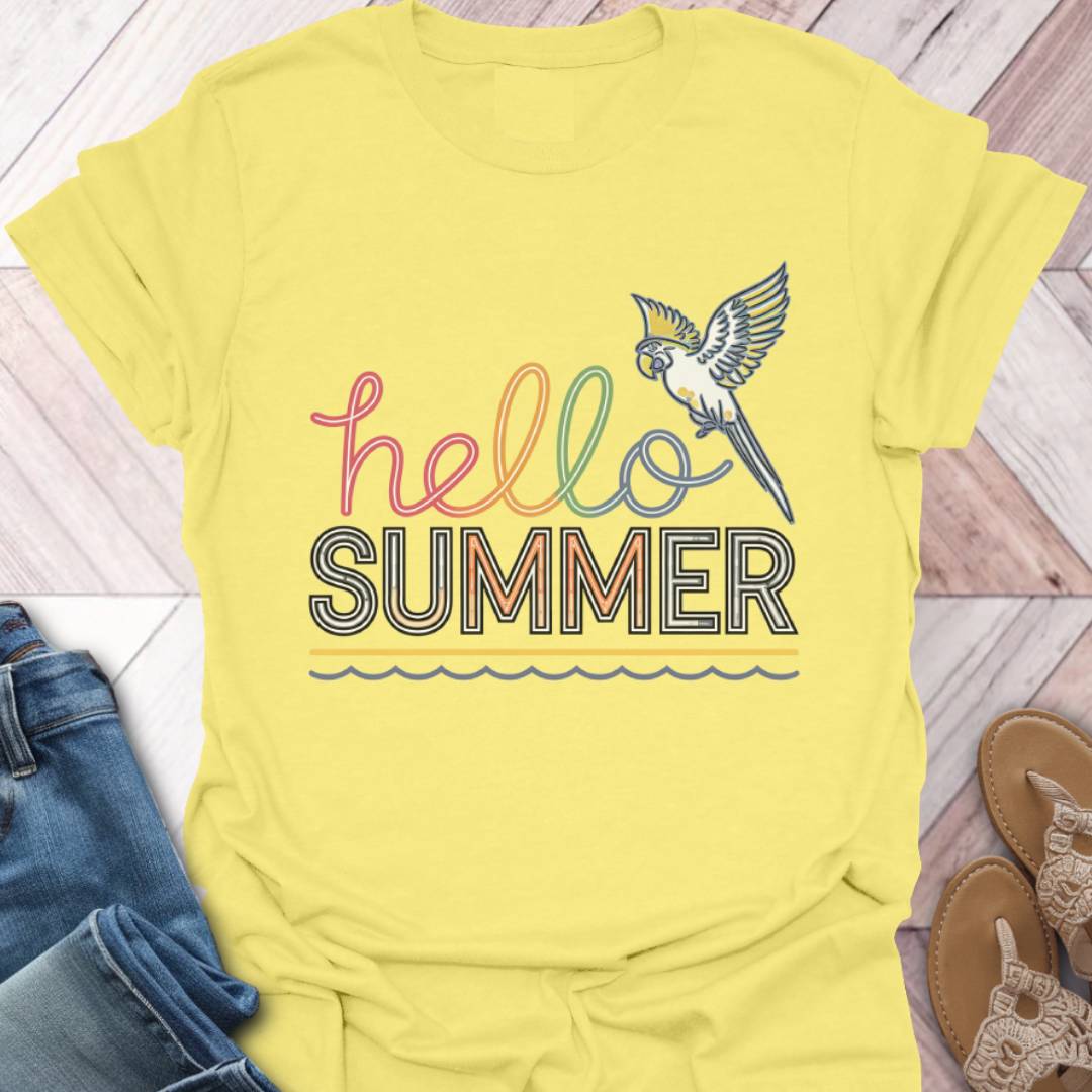 Hello Summer Parrot T-Shirt
