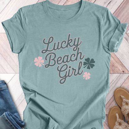 Lucky Beach Girl Pink Clover T-Shirt