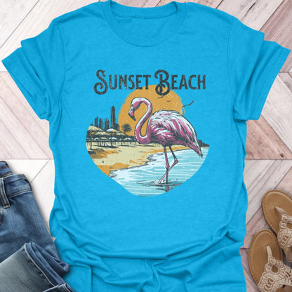 Sunset Beach Flamingo T-Shirt