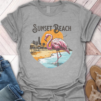 Sunset Beach Flamingo T-Shirt